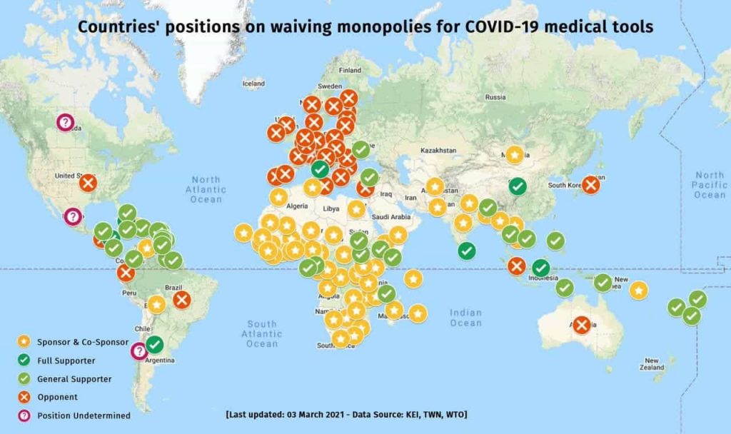 La France et l'OMC refusent que le vaccin soit un bien public mondial.